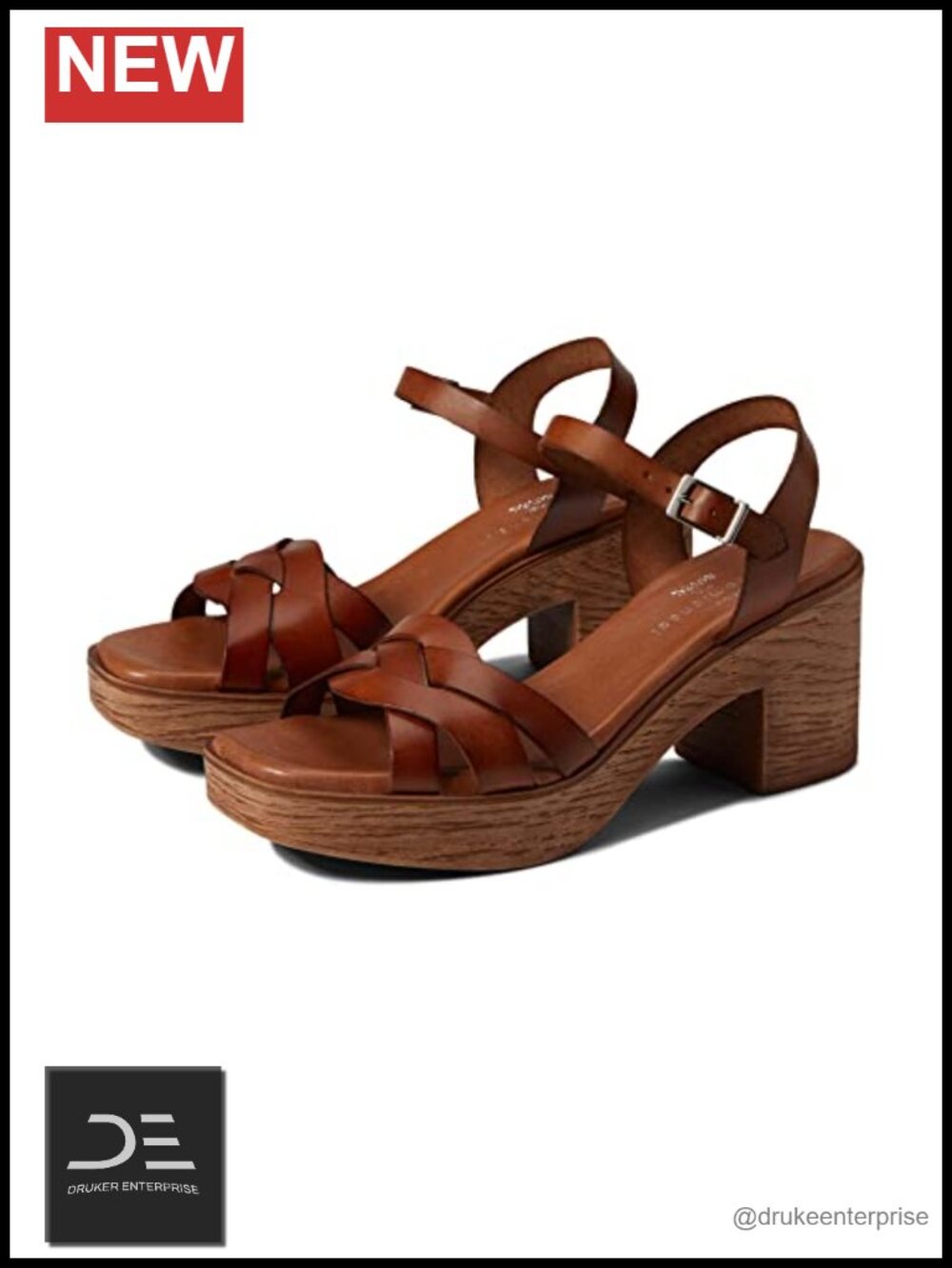 Eric Michael Heidi Women's Leather Slingback Wedge Sandals Open Toe Block Heel